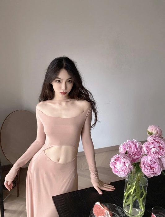 Peng Tai 23AW maxi dress pink white black 16