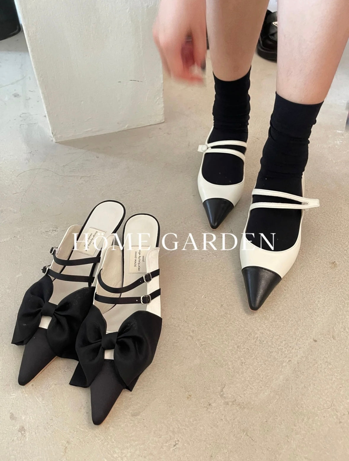 Kaiy Xiao Socks Bowknot White Black 16