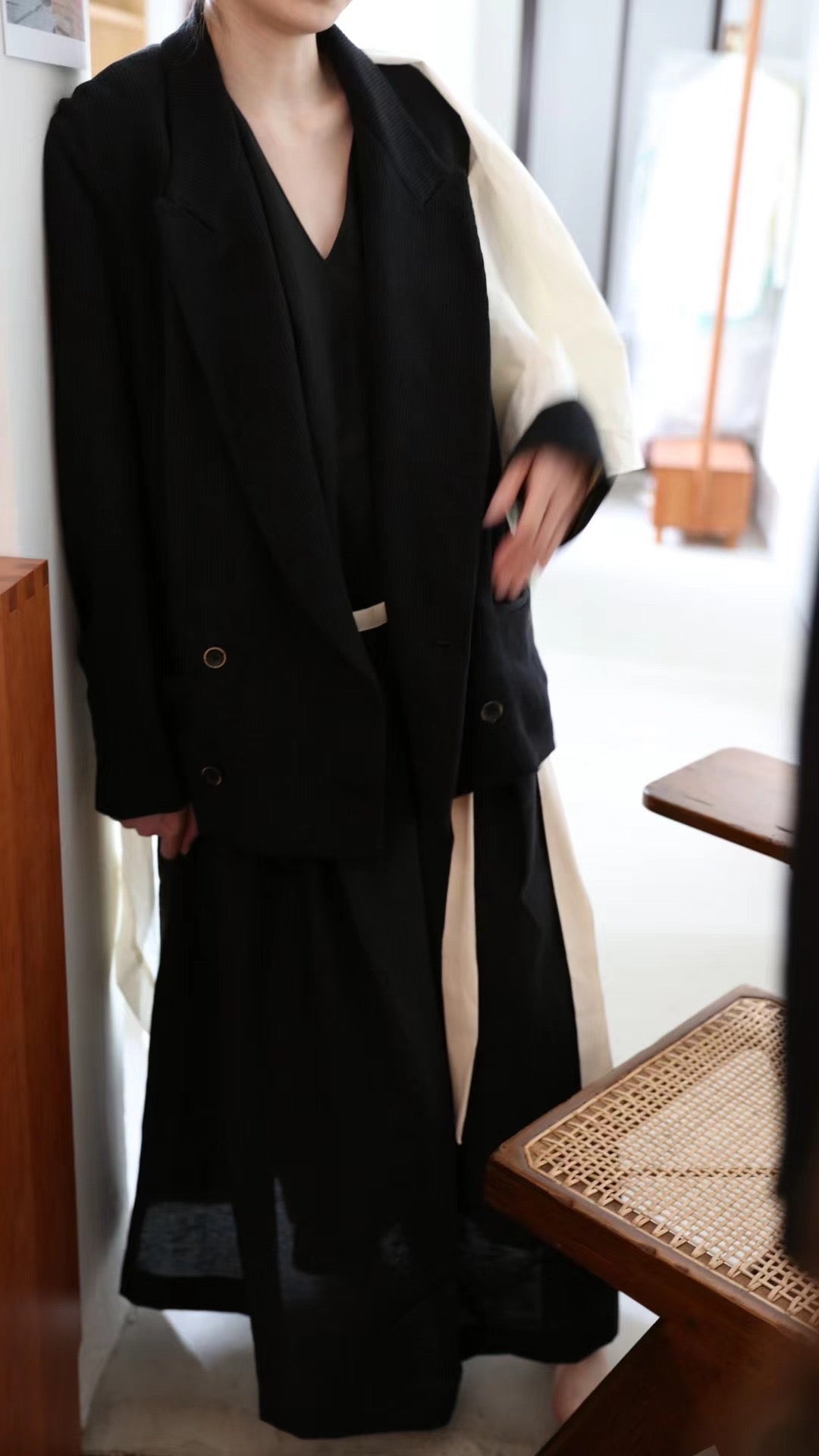 Uma Wang Coat Black White 02