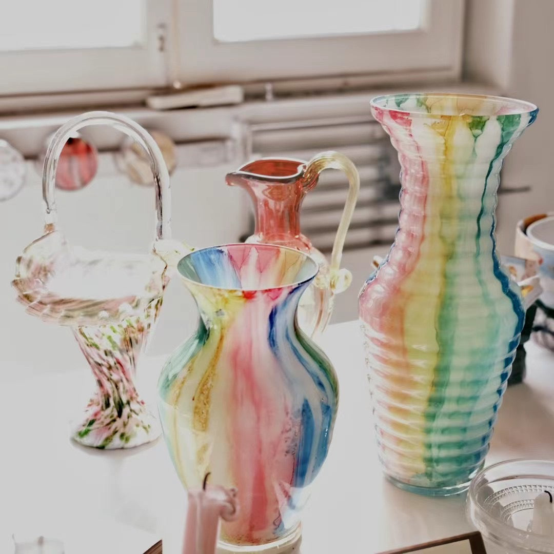 1970s Vintage Italian Colorful Short Vase
