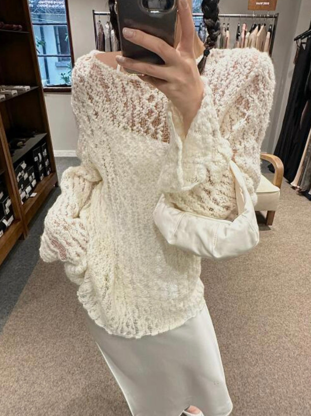 Swaying 23AW cashmere knit shirt white 14