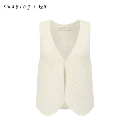 Swaying 23AW mohair vest white brown 17